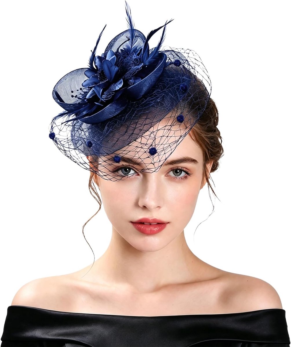Dames Marineblauw, Diadeem en Haarclip voor Bruiloft