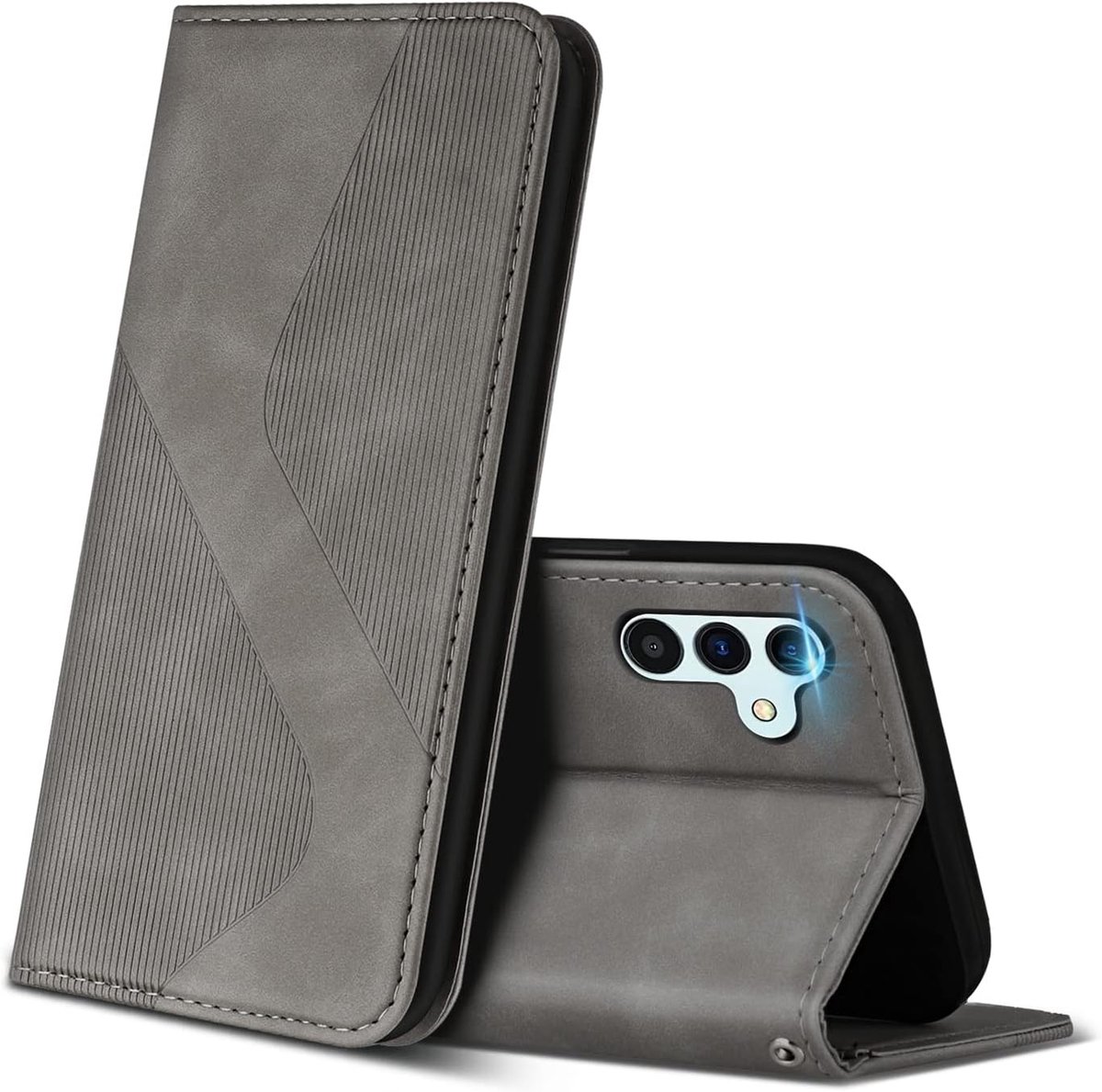 Hoesje voor Samsung Galaxy A13 5G / A13 4G / A04s, PU Kunstleer Bookcase Telefoonhoesjes met [Kaartsleuven] [Stand], Flip Case Beschermhoesje voor Samsung A13 5G / A13 4G / A04s (Grijs)