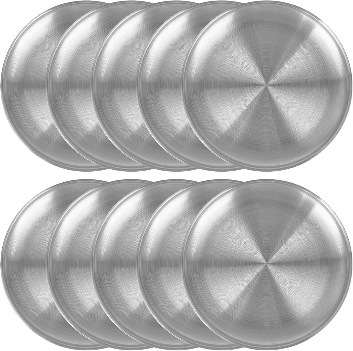 RVS borden set - 10 stuks servies rond bord 20cm