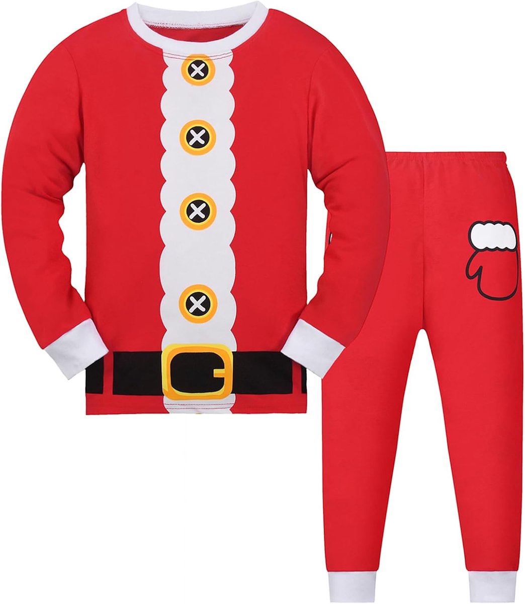 Jongens Pyjama meisjes Kinderen Kerstpyjama Lange mouwen katoen tweedelig 2-12 jaar