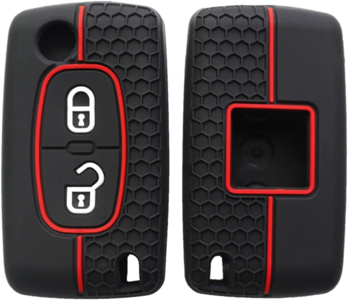 Autosleutelhoes geschikt voor Peugeot 107 207 307 308 407 607 3008 5008 voor Citroën Xsara Picasso C2 C3 C4 C5 C6 C8 sleutelbehuizing accessoires (2 knoppen)