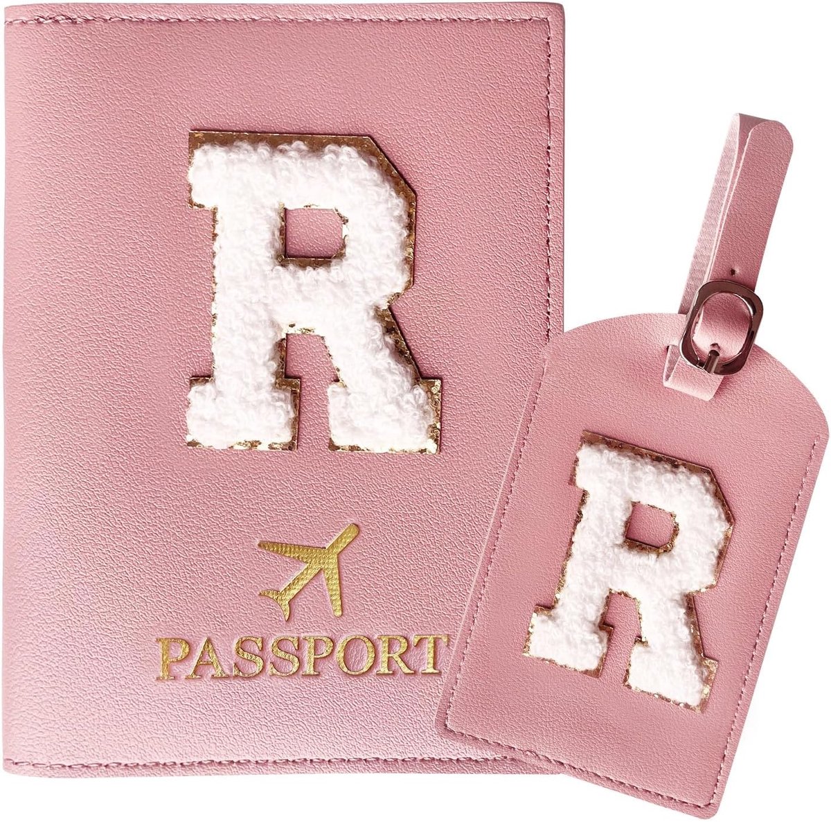 Gepersonaliseerde bagage-etiketten met letterpatch, duurzaam PU-leer, cadeau voor vrouwen, tieners en meisjes
