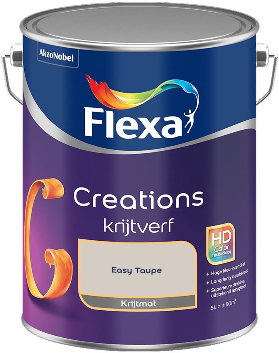Flexa - Creations Muurverf Krijt - Easy Taupe - 5 L - Kleur Van Het Jaar 2027