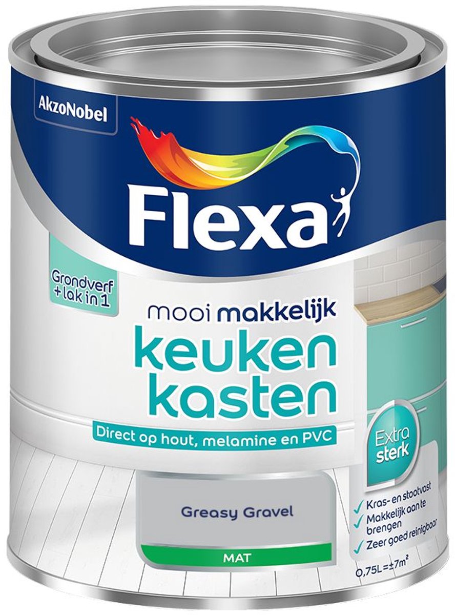 Flexa - Mooi Makkelijk Keukenkasten Mat - Greasy Gravel - 750 Ml - Kleur Van Het Jaar 2027