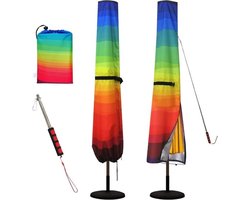 SnelShoppen - Grote Regenboog Parasolhoes - 420D Oxford Stof, Waterproof, Geschikt voor 2.4M tot 3.4M, Wind- en Stofdicht, Tuinaccessoire voor Buiten