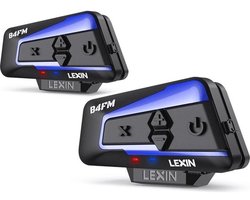 Lexin - B4FM-X - Motorfiets Intercom - Motorhelm - Bluetooth 5.0 - Headsets - Handsfree - Communicator - Interphone - Voor 10 ruiters - 2 stuks - 2000M