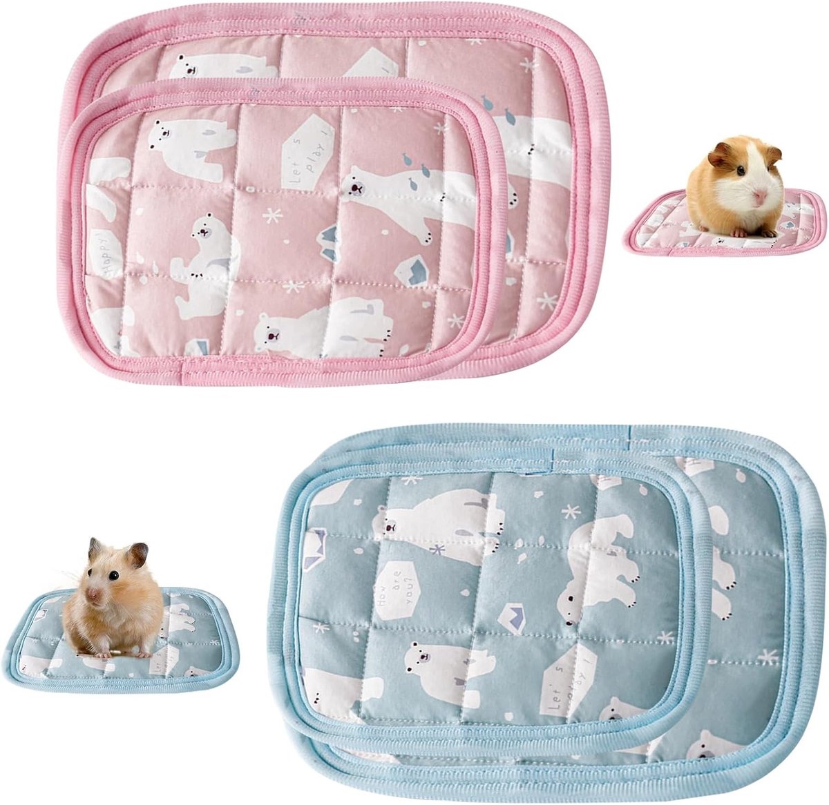 Koelmat voor Kleine Huisdieren - 4 Stuks Koelmatten voor Cavia's, Konijnen en Chinchilla's - Ideaal voor Zomergebruik en Comfortabele Temperatuur