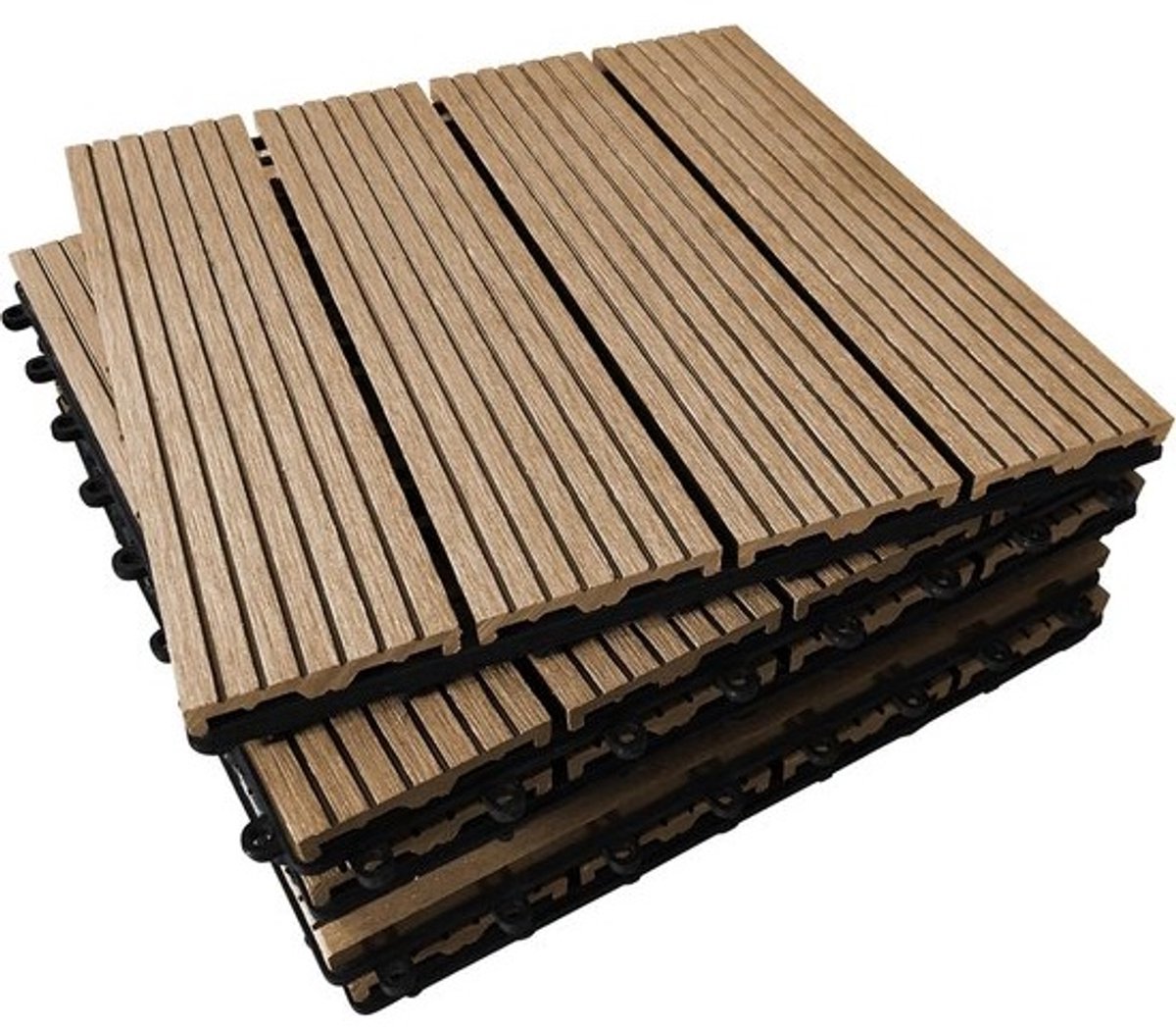 Composiet Terrastegels - Kliktegels Vlonder - Terras Aanleggen - Onderhoudsarm WPC - 18 stuks - Teak Kleur