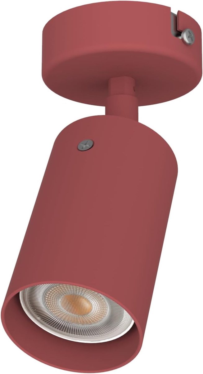 LED-spotlamp, verstelbaar, voor montage aan het plafond of aan de muur, van metaal - Aansluiting: GU10 - Made in Italy - Diameter: 6 cm - Modern design voor keuken en woonkamer (Cowhide Rood)