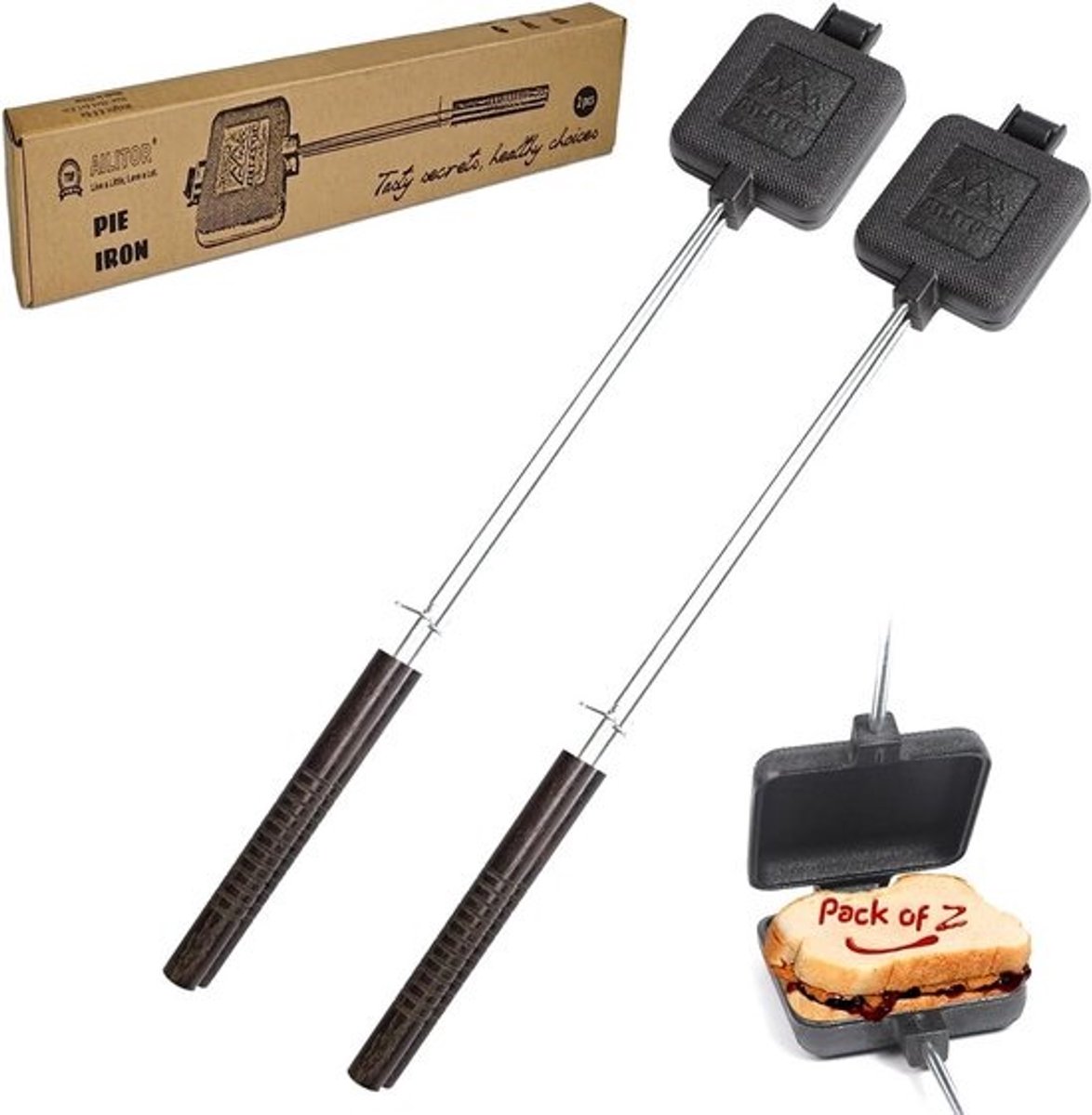 Gietijzeren Campfire Sandwichmaker en Dutch Oven Pan - Set van 2