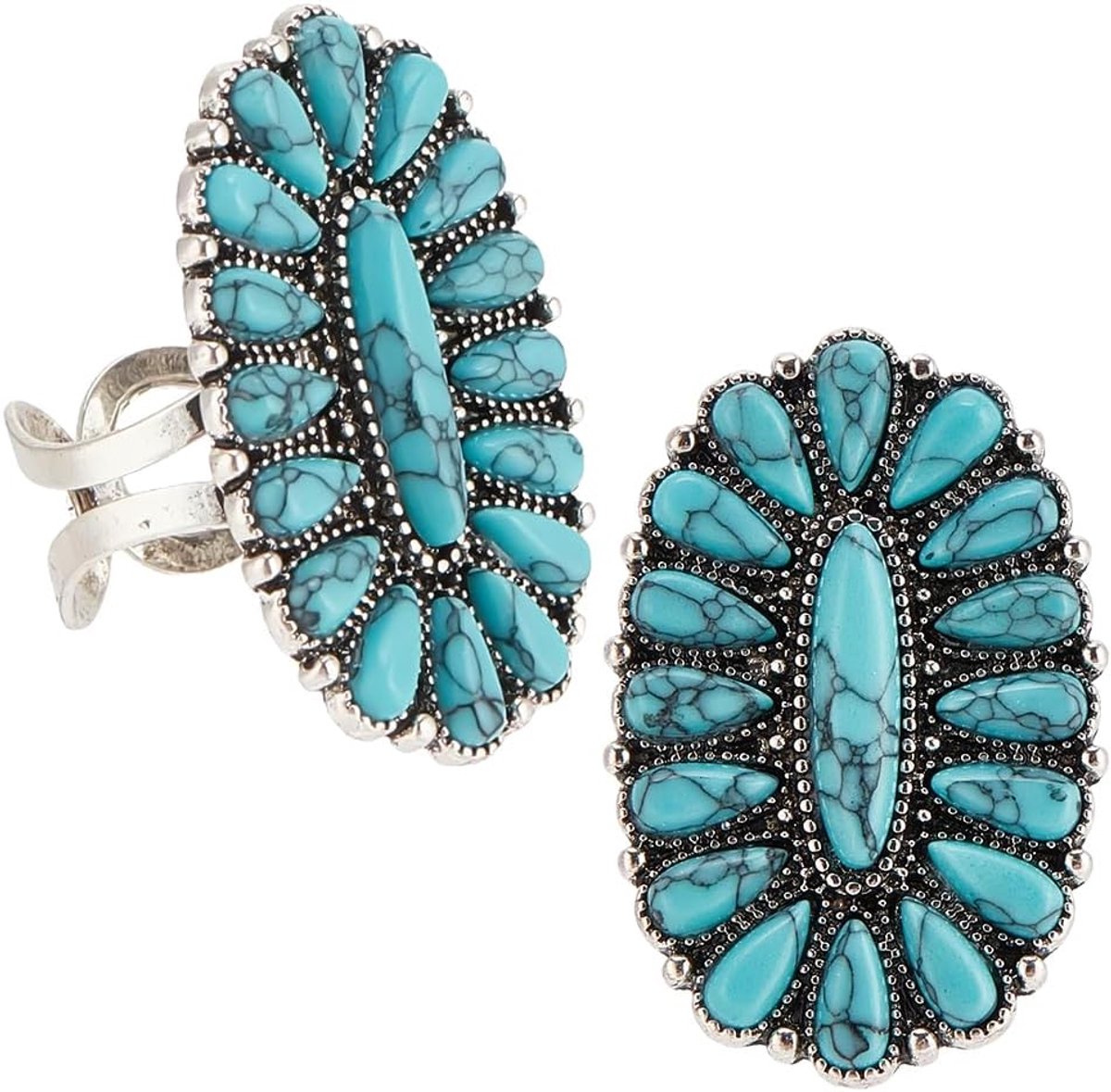 Ringen ovale bloemenring met edelsteen in westerse stijl grote open verstelbare vingerring in boho-stijl antieke sieraden voor dames