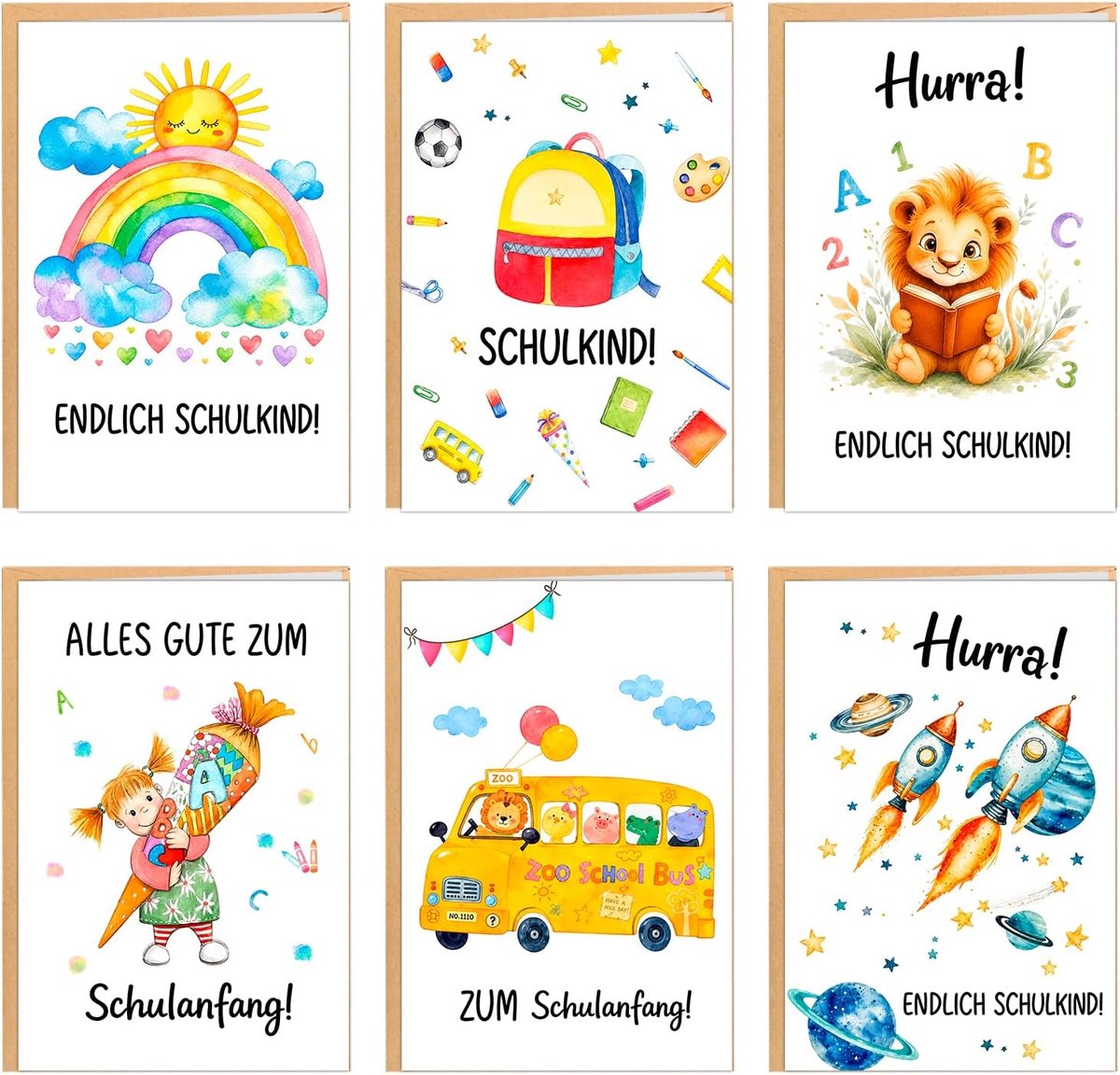 Wenskaarten voor het begin van het schooljaar met enveloppen en zegellakstickers, hoogwaardige kaart voor de eerste schooldag voor meisjes en jongens