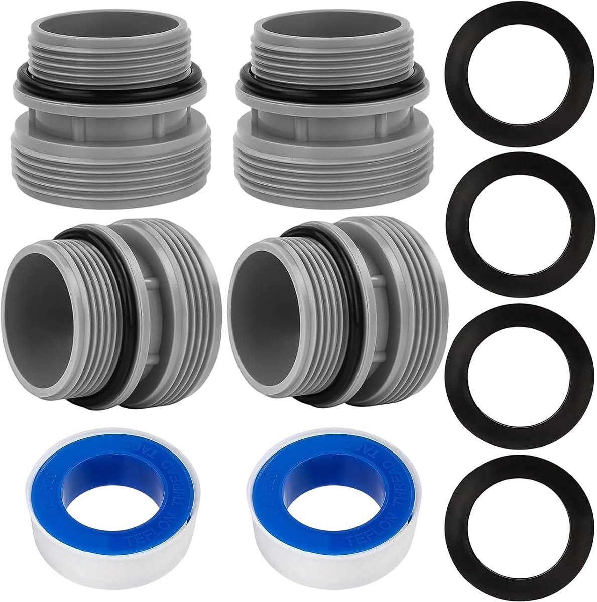 4 stuks zwembadslangadapterset voor zwembadpomp, slangadapter zwembad, zwembadslangadapter met afdichting, zwembadadapter voor 40 mm naar 1 1/2 inch slang voor Intex Coleman filterpompen