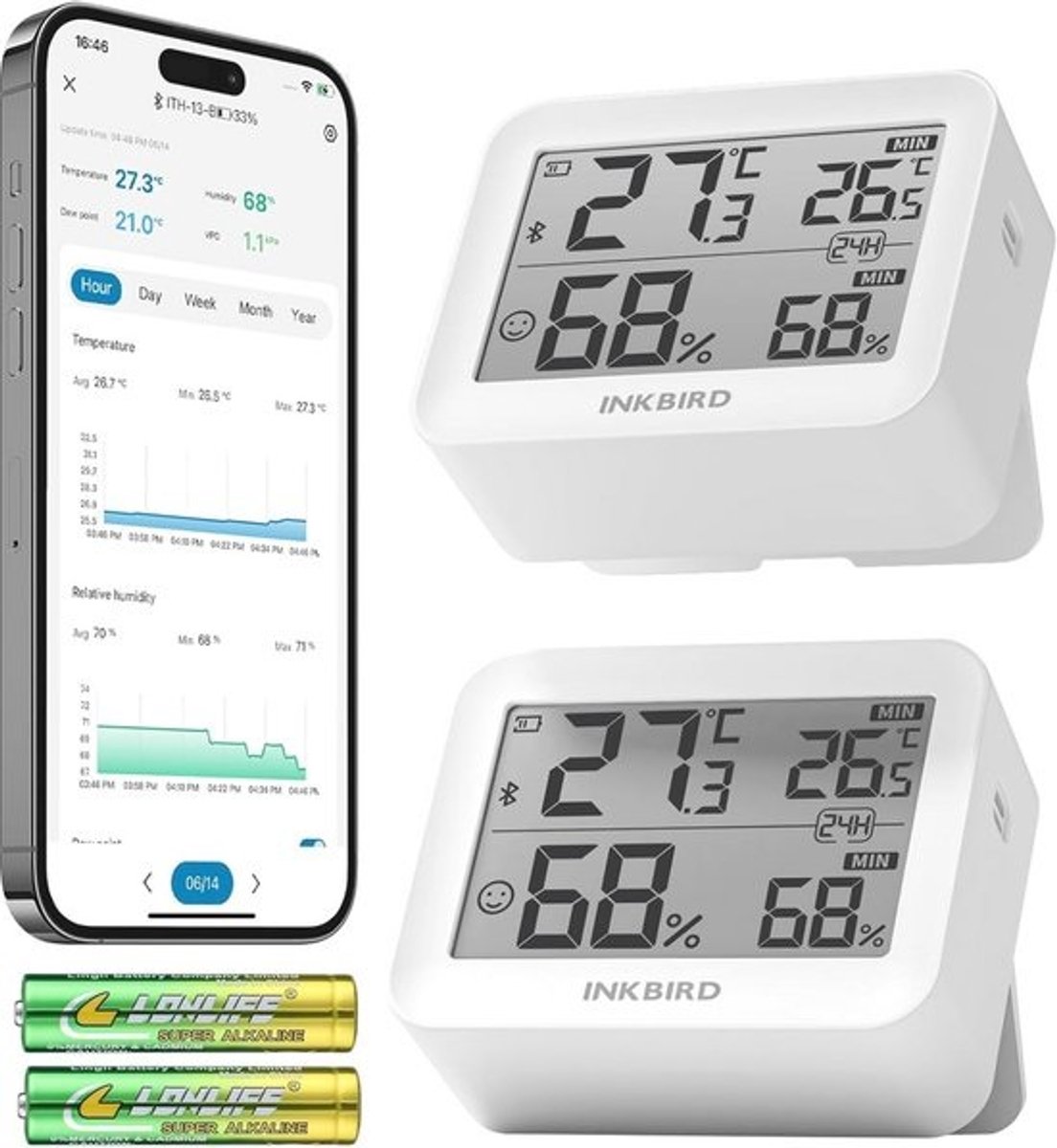 Digitale Thermometer Hygrometer Set - Bluetooth Thermometer met App Controle, Hoge Precisie en Lange Batterijduur
