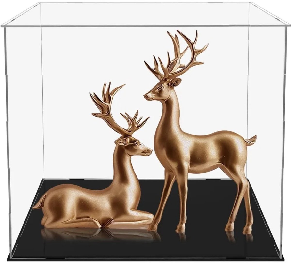 ArtiZo Acryl vitrine display kast - displaybox - transparant - met zwarte acryl voet - buitenmaat 25x25x25 cm