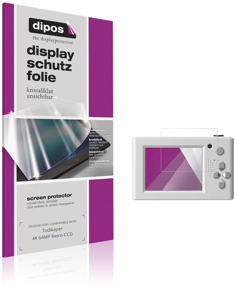 dipos – 4x Beschermfolie geschikt voor Todikaper 4K 64MP Retro-CCD | Krasbestendige & heldere Screenprotector Ultra-Thin