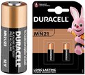 Duracell MN21 alkaline batterij, 12V, in verpakking met een roze Duracell konijn.