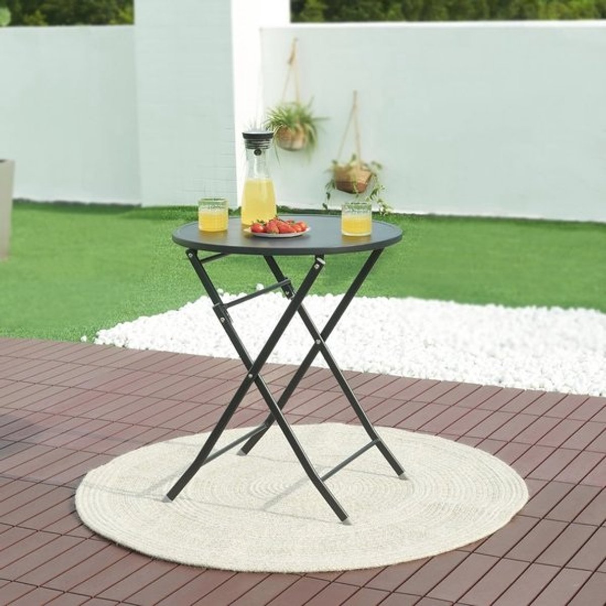 Inklapbare tuintafel Ø62 cm - Stalen klaptafel voor binnen en buiten
