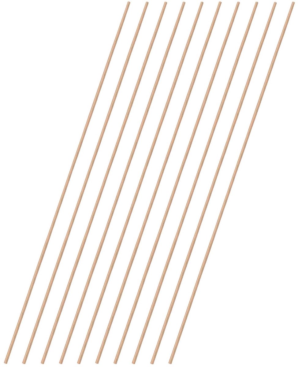 Koperen stangen met een diameter van 2 mm en een lengte van 24 cm, van massief koper op voorraad T2 voor handwerk, handwerk, tuinieren en decoratie van pure buis