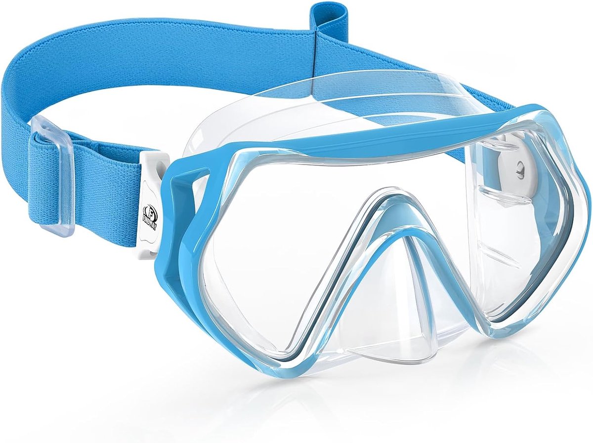 Kinderen snorkelmasker met elastische stoffen riem, zwembril kinderen met neushoes, 180 ° helder zicht duikmasker, geen lek, anti-condens, zwembril voor jongens en meisjes van 4-16 jaar