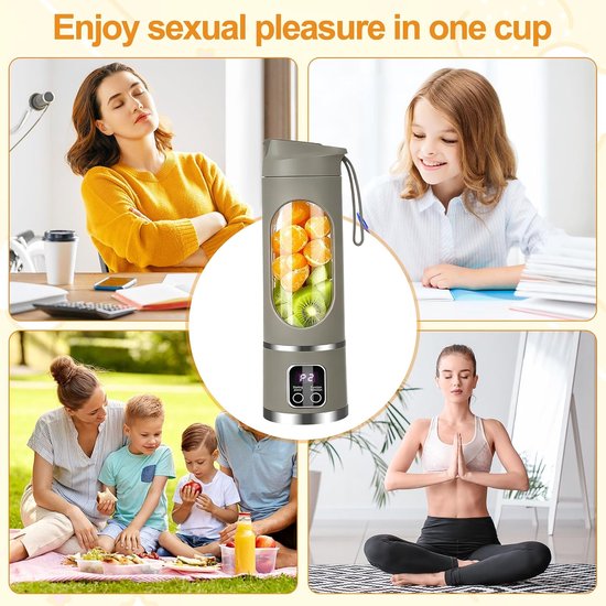 Draagbare blender smoothie maker to go, 450 ml mini-blender, draagbare blender, voor smoothies, ice crush, lekvrij deksel en drinktuit, oplaadbaar voor sport, reizen, outdoor (groen) — afbeelding 4