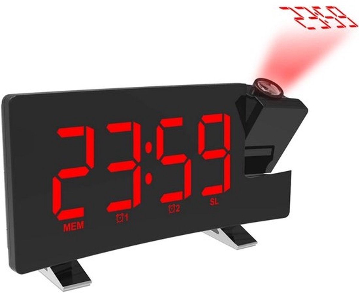 Projectieklok met FM Radio en USB Oplaadpoort - Groot 8 Inch Display