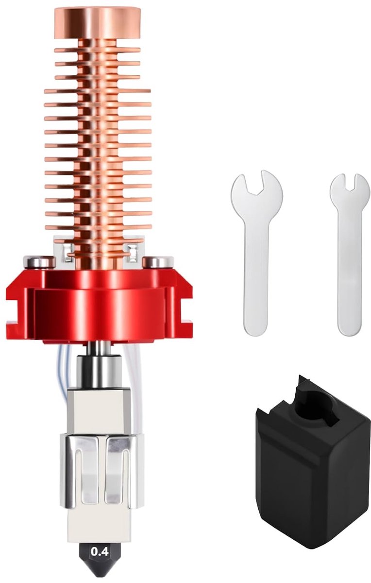 naar versie 2.0: AD5M-hotend, 0,4 mm mondstuk van gehard staal, hotend met keramisch verwarmingselement en thermistor koellichaam, snel verwisselbare hotend voor Adventurer 5M 3D-printer