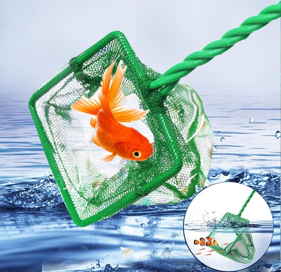 4 stuks schepnet voor aquarium, klein, schepnet voor kinderen, aquariumvisnet met gevlochten metalen handgreep, klein aquariumnet, visnet voor vijvers, het vangen van kleine vissen en voor het — afbeelding 2