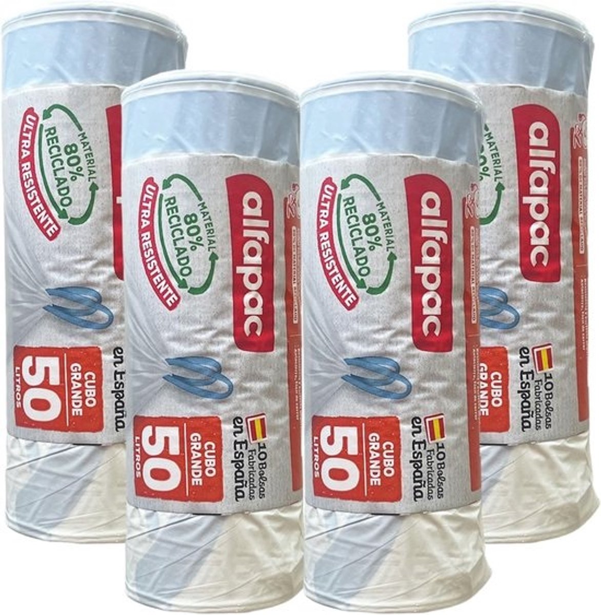 Vuilniszakken 50 Liter - 4 Rollen (40 Zakken) - Extra Sterk en Lekvrij - Gemaakt van 80% Gerecycled Materiaal