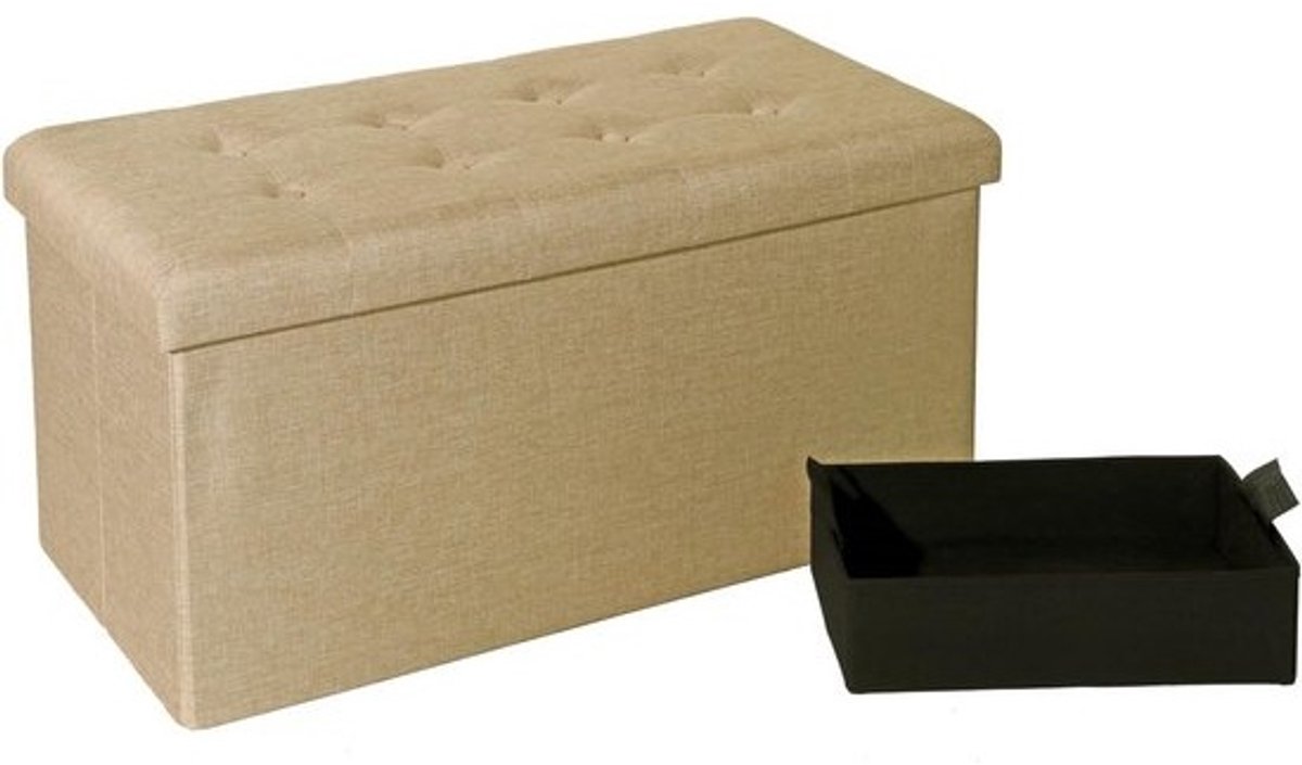 Opvouwbare Zitbank met Opbergruimte en Gevoerd Deksel - 80 cm Beige