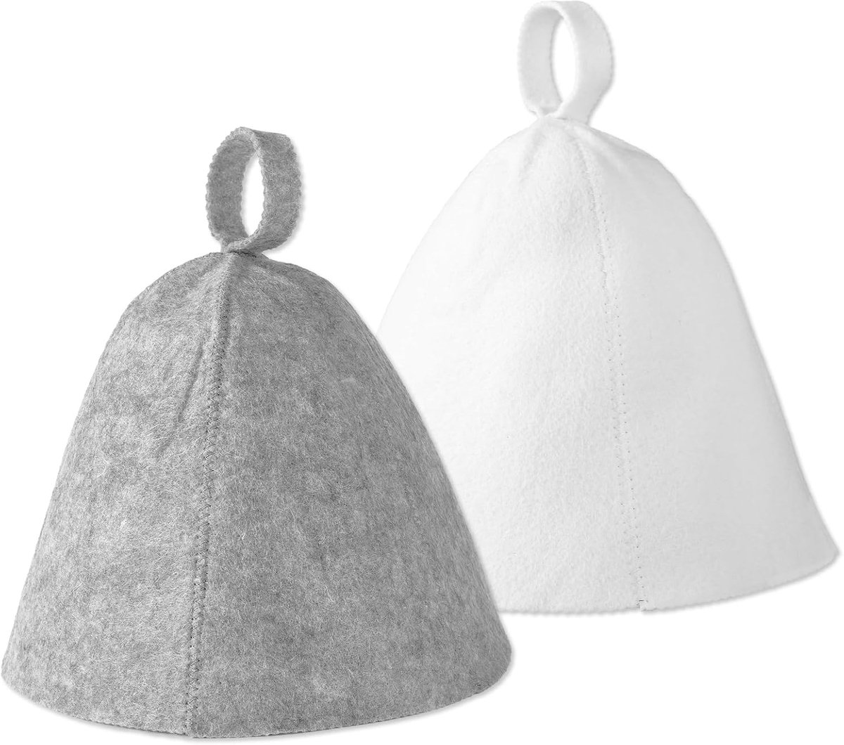 2st Saunahoeden, Gevilte Saunahoed Banya Saunamuts Stoomsaunamuts Russische Saunamuts Saunahoedset Stoombadsauna Accessoires Universeel voor Vrouwen Mannen(Grijs & Wit)