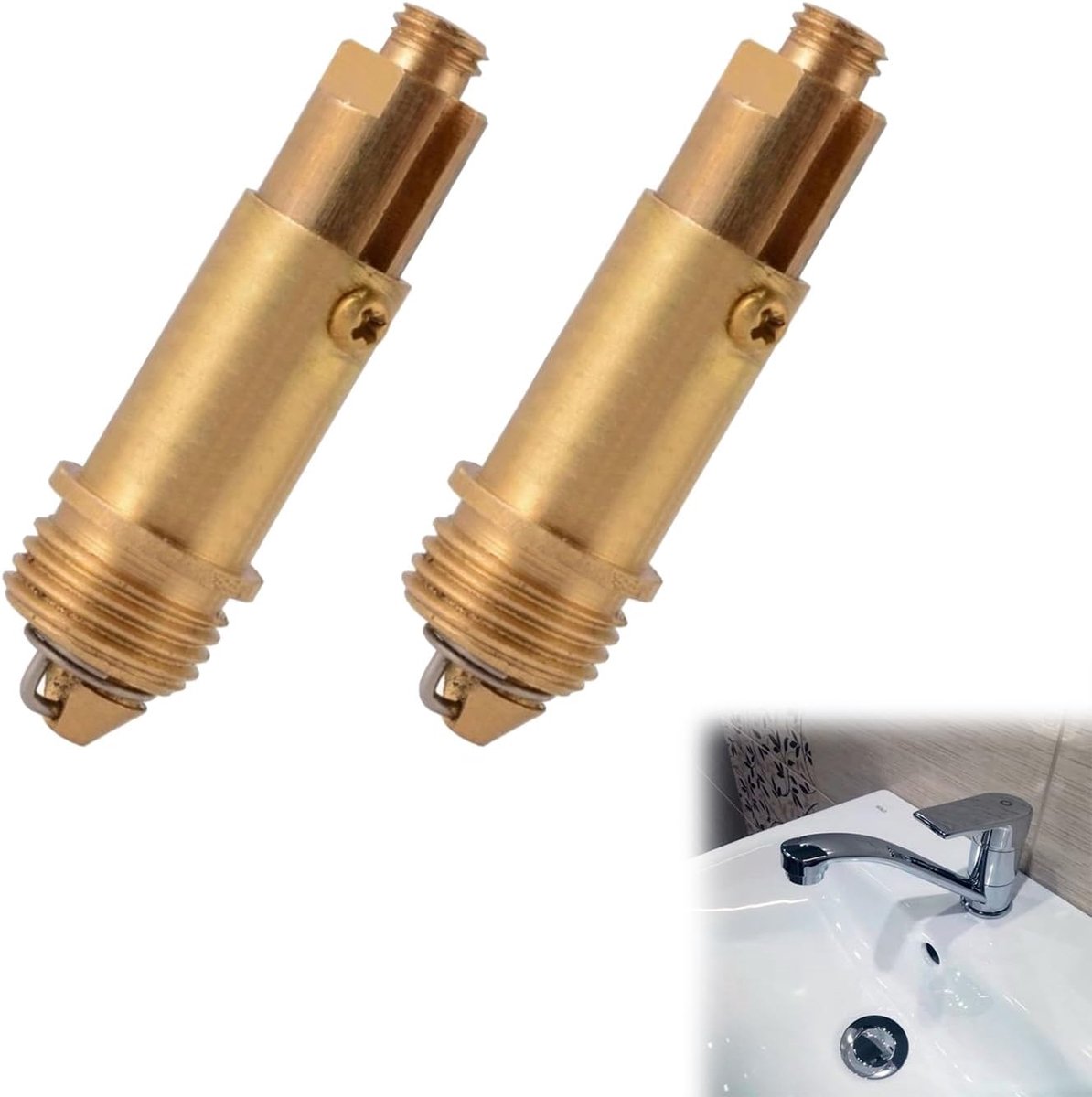 Wastafelplug Vervanging,Wastafel Bad Wastafel Afval Gemakkelijke Pop-up,Push Pop-up Interne Veer Messing Plug Bout,2 Stuks