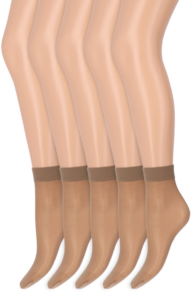 Marianne Zijdeglans Pantysokjes | 15 Denier | Merk: Marianne | Maat: One Size | Kleur: Muscat | 5 Paar Bruin