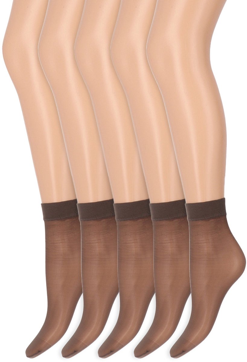 Marianne Zijdeglans Pantysokjes | 15 Denier | Merk: Marianne | Maat: One Size | Kleur: Graphite | 5 Paar Bruin