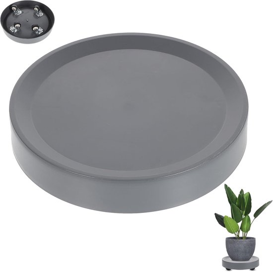 Plantroller met wielen van kunststof - 4 wielen, donkergrijs, 224 mm - ideaal voor plantenverzorging en verplaatsing