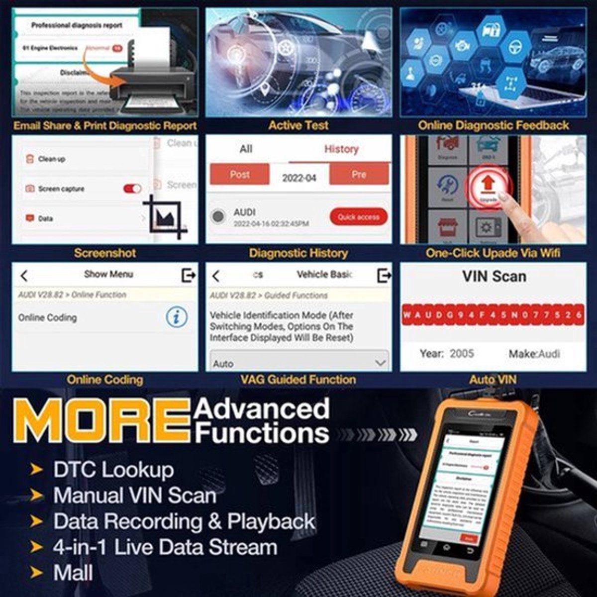 OBD Scanner - OBD2 - Auto Scanner - Auto uitlezen - Diagnose Apparatuur voor Auto's - Autodiagnosetool - Autoscanner - ECU-Codering - Actieve Test - Slimme Diagnose - 30+ Resetservices - OE-Niveau Diagnose - voor Benz