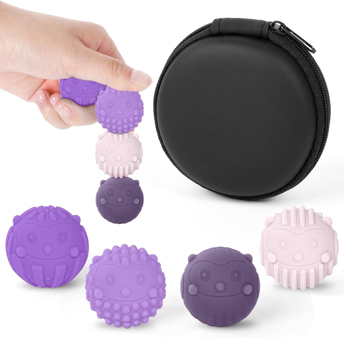 Magnetische Fidget Speelgoedset met 4 Delen, Siliconen Anti-Stress Ballen, Dierenthema Fidget Ballen, Perfect voor Autisme en Sensorisch Spel voor Volwassenen en Jongeren