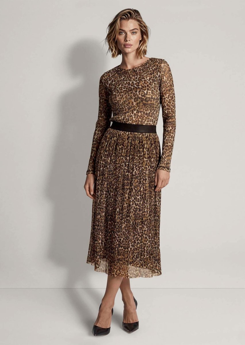 MADELEINE Rok Geplooide rok met luipaardprint