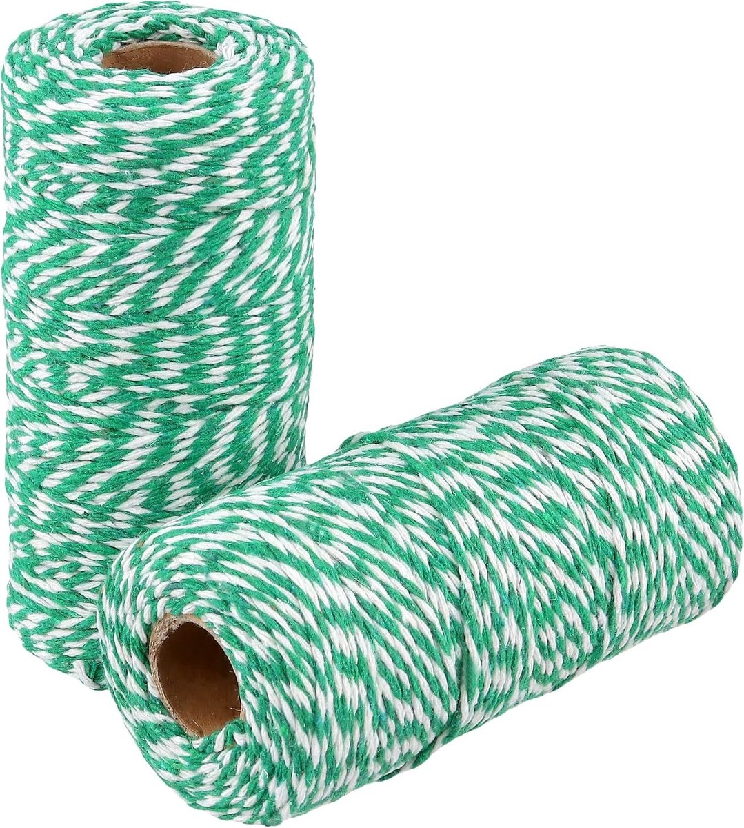 2mm x 100m Katoenen Touw in Groen en Wit voor Trussen, Bakken en Verpakken - Duurzaam en Sterk
