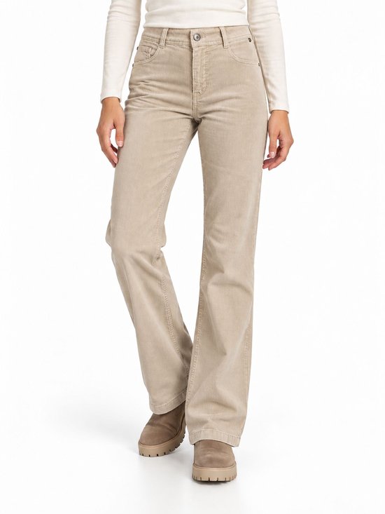 Beige corduroy broek met wijde pijpen