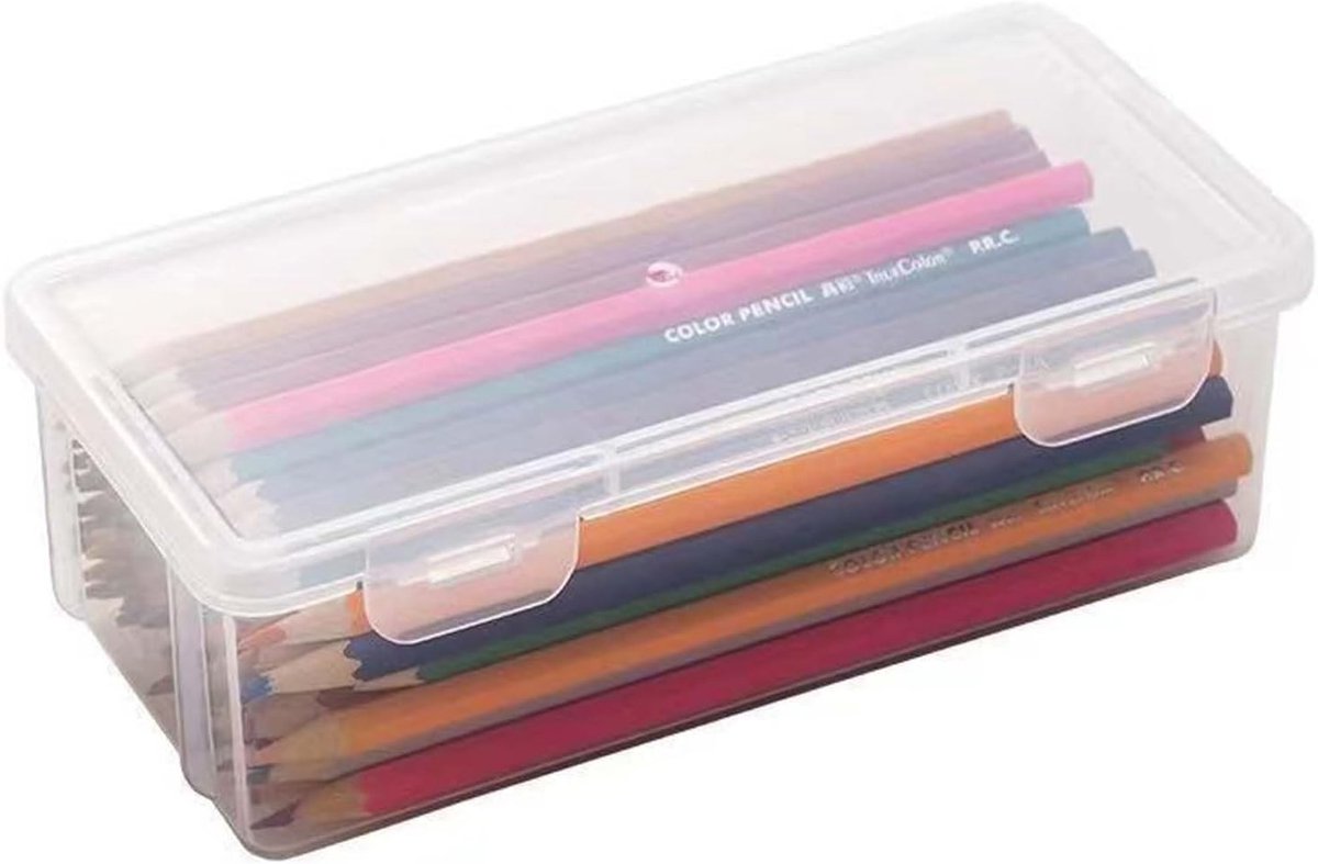 Transparante Opbergdoos met Deksel voor Pennen, Organiser voor Kantoorbenodigdheden en Cosmetica, Ideaal voor Gereedschap en Accessoires (S)