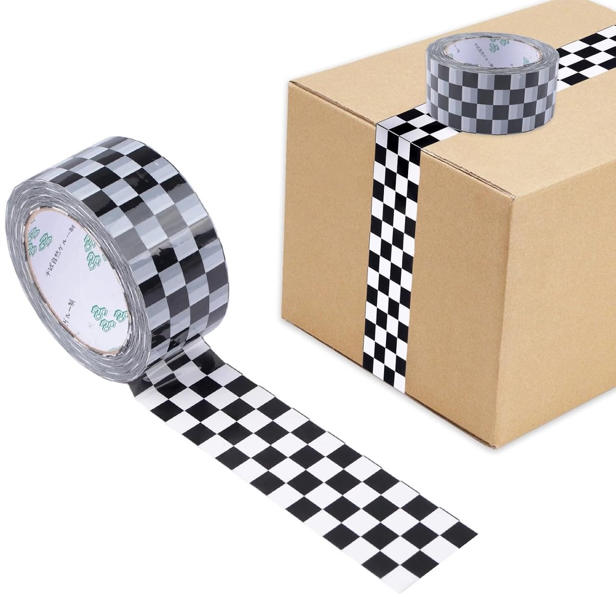 Waterproof Verpakkingstape met Ruitpatroon, 200m - 2 Rollen Decoratieve Tape voor DIY Klussen, Verpakken en Verzenden van Dozen en Pakketten