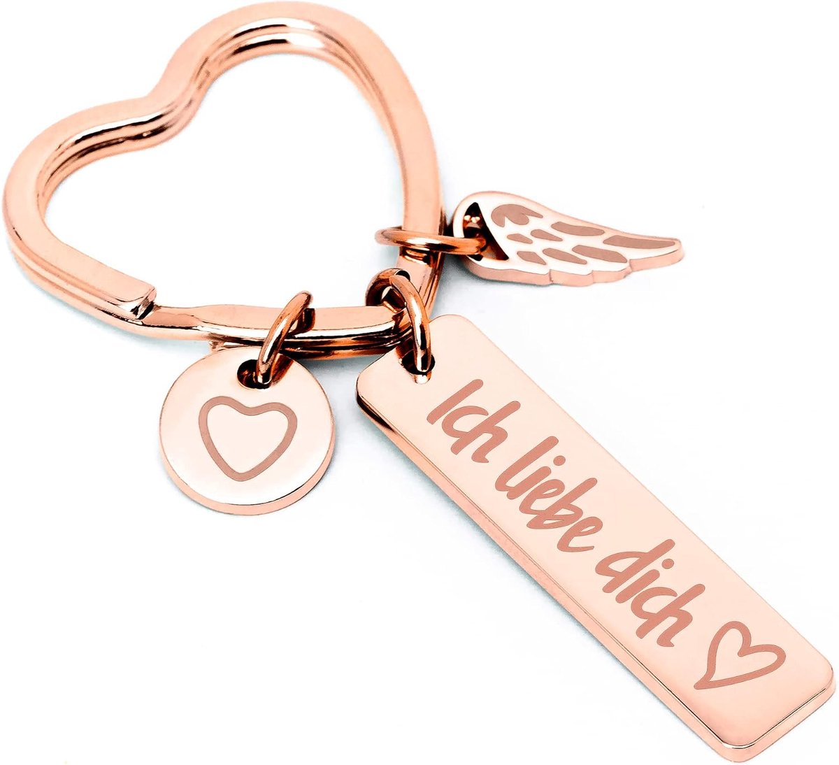 Sleutelhanger met gravure | auto geluksbrenger beschermengel hanger cadeau voor Moederdag verjaardag Kerstmis vrouwen vriendin mama dochter |, rosé, Eén maat, Romantisch