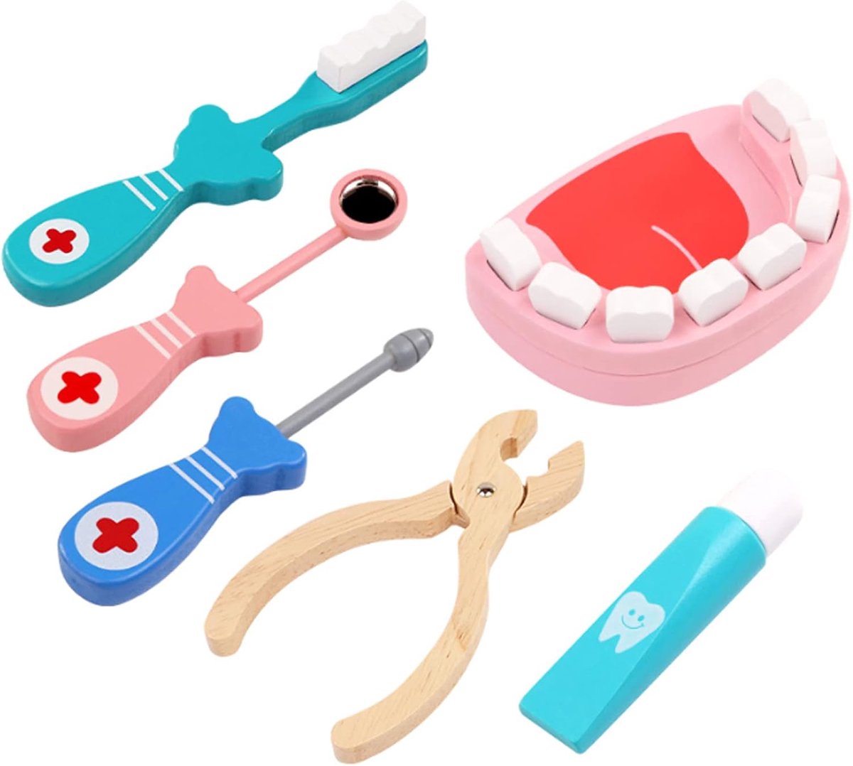 Rollenspel Tandarts Speelgoed,Houten Tandarts Speelset Rollenspel Kit Speelgoed voor Kinderen