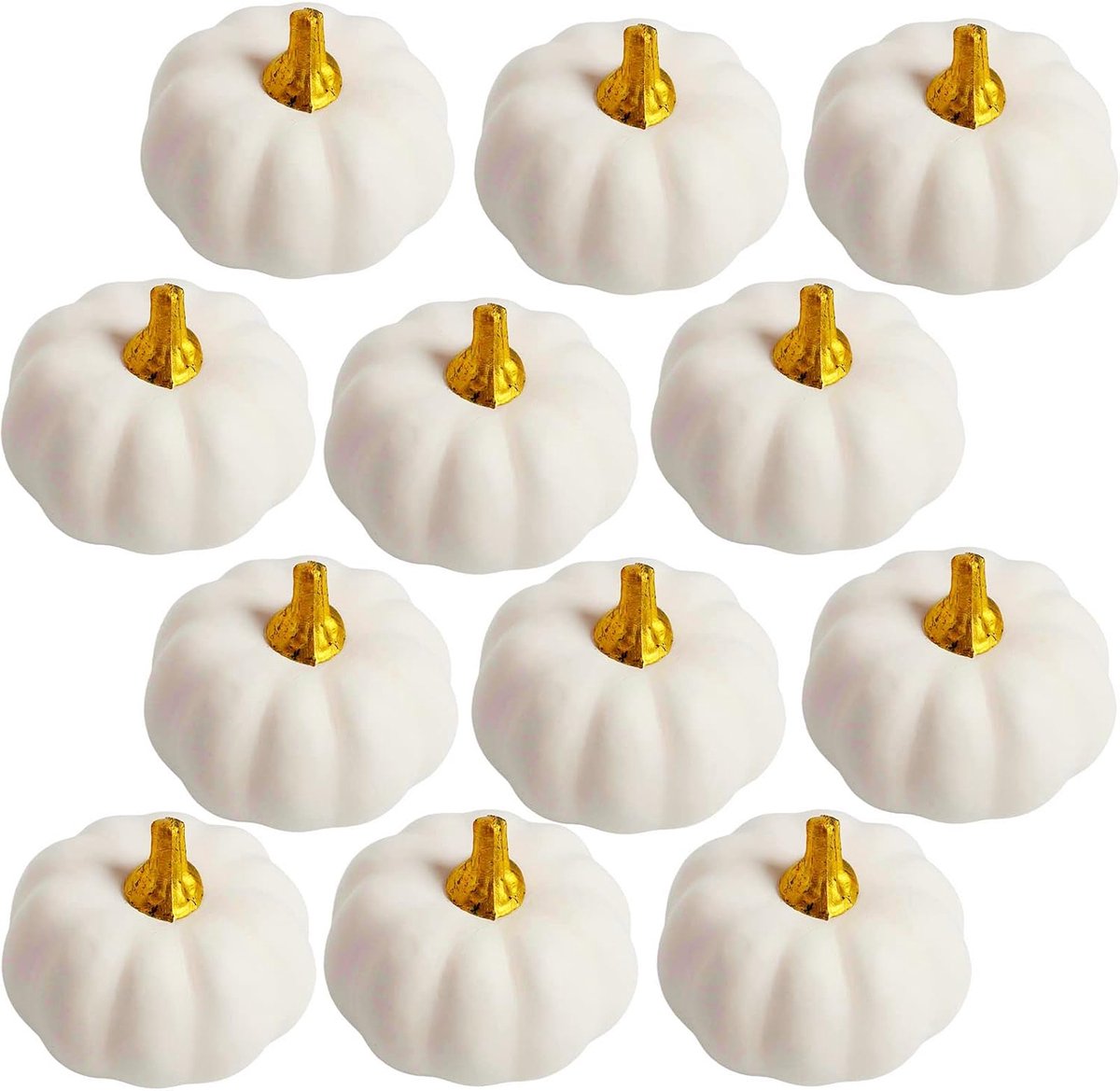 12 stuks witte kunstpompoenen bulk herfstdecoratieset, Halloween pompoen decoraties, faux oogst pompoenen nep mini schuim pompoenen voor ambachten, herfst, bruiloft, thuis Halloween Thanksgiving Party Decor