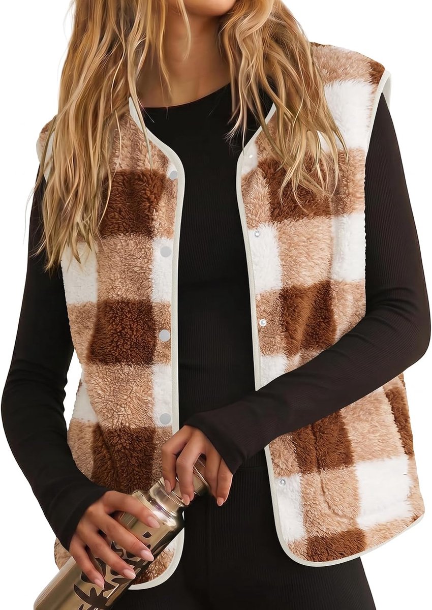 Teddy Fleece Gilet voor Vrouwen UK Dames Bodywarmer met zakken Button Down Klassieke Fit Mouwloos Vest Jas