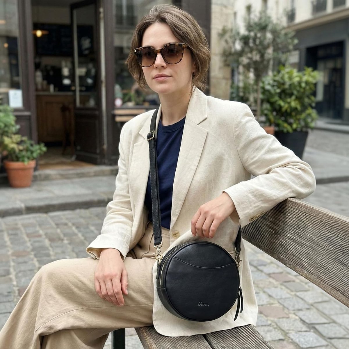 Trendy leren schoudertas voor dames - ronde crossbody tas met stijlvol ontwerp en praktische functionaliteit