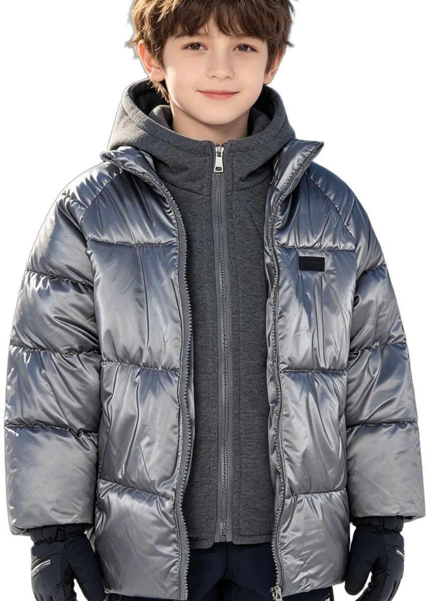 Currero Winterjas Parka Jongens Lange Jas Wintermantel Overjas Gewatteerd Waterdicht Winter Stijlvol Mantel Kinderen 11-12 Jaar Grijs