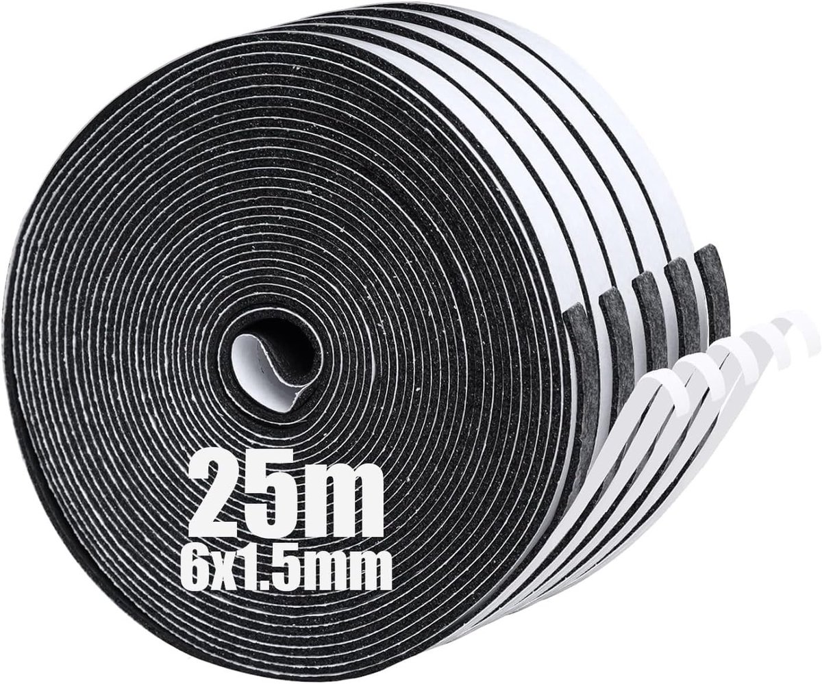 Zelfklevende Dichtingstape van Schuim, 6mm x 15mm, Ideaal voor Deuren en Ramen, Weerbestendig, Geluiddemping en Isolatie (Totaal 25m)