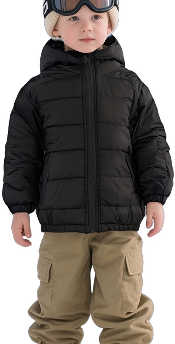 Currero Winterjas Parka Jongens Lange Jas Wintermantel Overjas Gewatteerd Waterdicht Winter Stijlvol Mantel Kinderen 3-4 Jaar Zwart